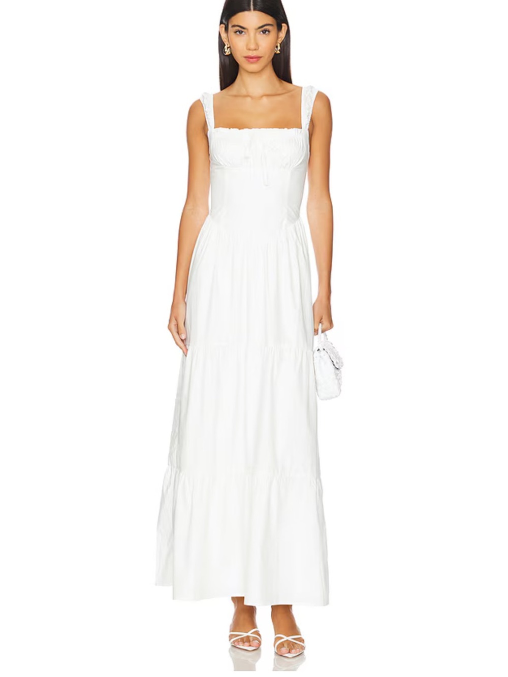 White Maxi Dress with Square Neck